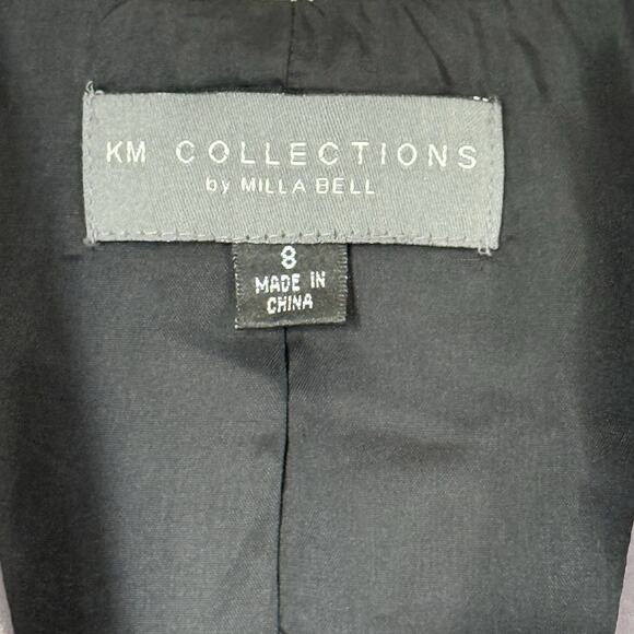 Milla Bell Prom Dress Gray Silver Black Lace Vampy Goth Gown Size 8 Fit Flare - Picture 3 of 9